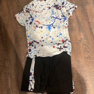 Tie-dye paint splatter matching set